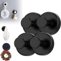 Suction Cup Hooks for Wreaths, 2025 New No Drill Suction Cup Hooks on Glass, Wreath Hanger for Front Door, Rustproof Hook Holder Towel Hook for Window Bathroom Mirrors Tile (4, Black)