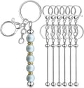 6Pcs Beadable Keychain Bars Blanks Bead Keychain Bar Metal Beaded Keychains by Sugiury