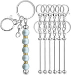 6Pcs Beadable Keychain Bars Blanks Bead Keychain Bar Metal Beaded Keychains by Sugiury