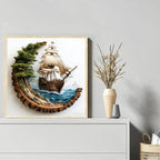 KYOQFVN Sailboat Stamped Cross Stitch Kits, Ocean Sail Boat Needlepoint Counted - Image 7