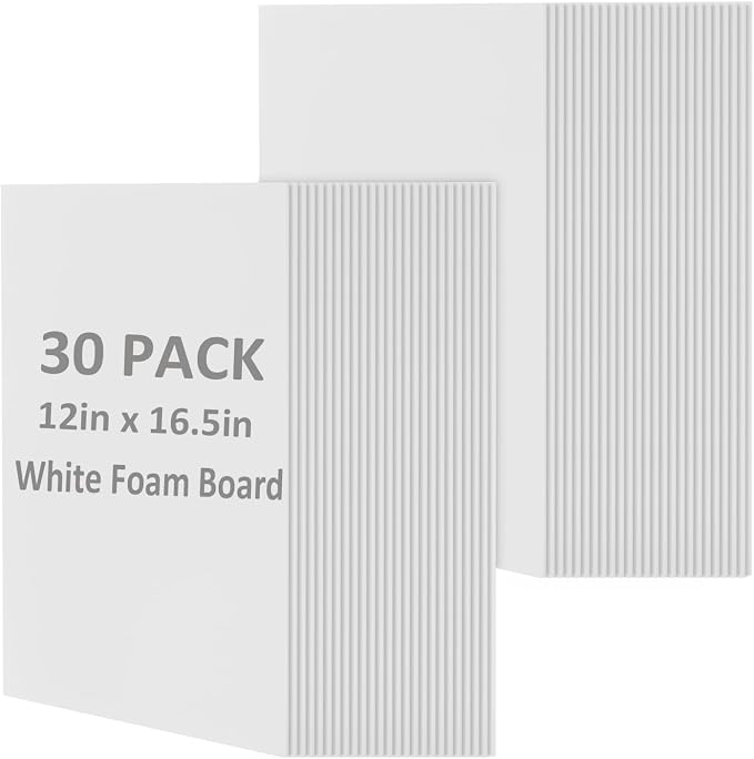 30 Pack White Foam Board for Projects, 12 x 16.5Inch Foam Core Baking Board Mat by AYAYGD