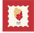 5x5 Picture Frame with Wavy Mat, Wooden Real Glass 5 x 5 Photo Frame by THKRLOF