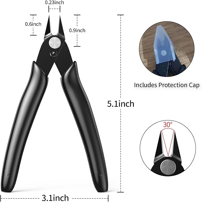 Small Wire Cutters 5-Pack Diagonal Flush Cutters 5" Black | - Image 6