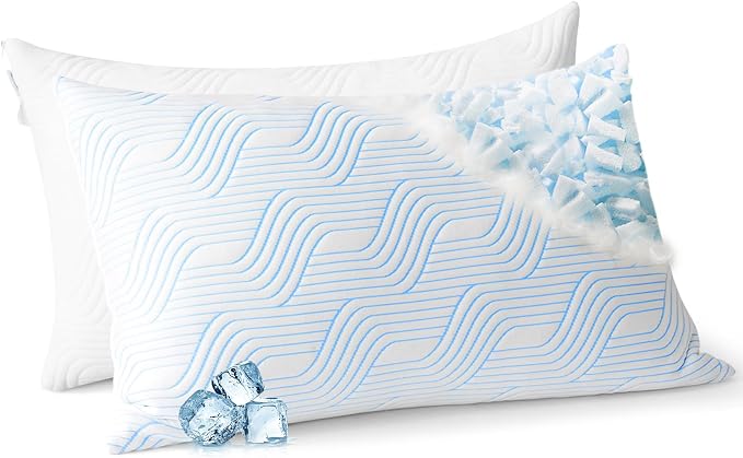 Cooling Bed Pillows for Sleeping 2 Pack Shredded Memory Foam Pillows King Size by Unknown