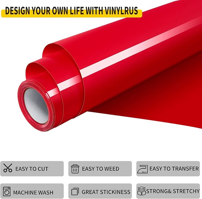 Heat Transfer Vinyl-12” x 8ft Red Iron on Vinyl Roll - Image 3