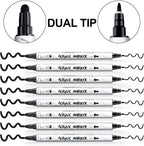 TRANSON 8 Pack Black Bold and Fine Dual-tip Acrylic Paint Marker - Image 4