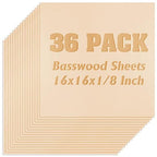 36 Pack Basswood Sheets, Plywood Board 1/8 Inch Unfinished Wood, 3mm Plywood by Unknown