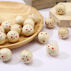 Wooden Beads 1 Inch/25mm Smile Smiley Face Large Hole Round Wooden Beads - Image 4