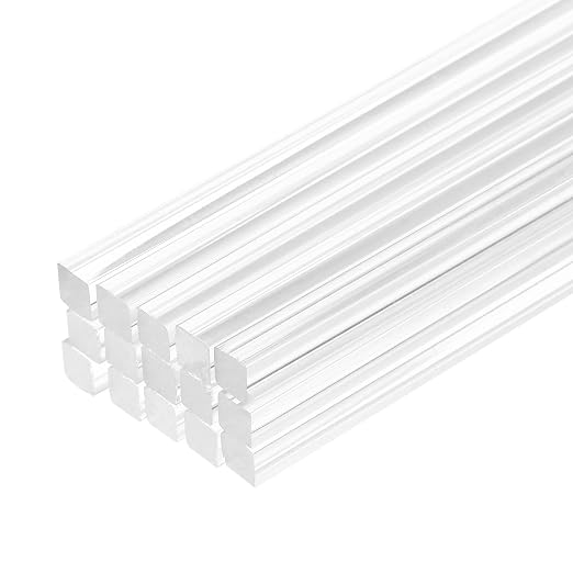 MECCANIXITY 30pcs Acrylic Square Rods 3/20" x 12" Clear Acrylic Dowel Rods by MECCANIXITY