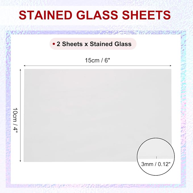 PATIKIL 4 x 6 Inch Transparent Stained Glass Sheets, 2 Sheets Mosaic Glass - Image 2