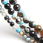 45pcs Round Loose Blue&Coffee Fire Agate Beads - Image 5