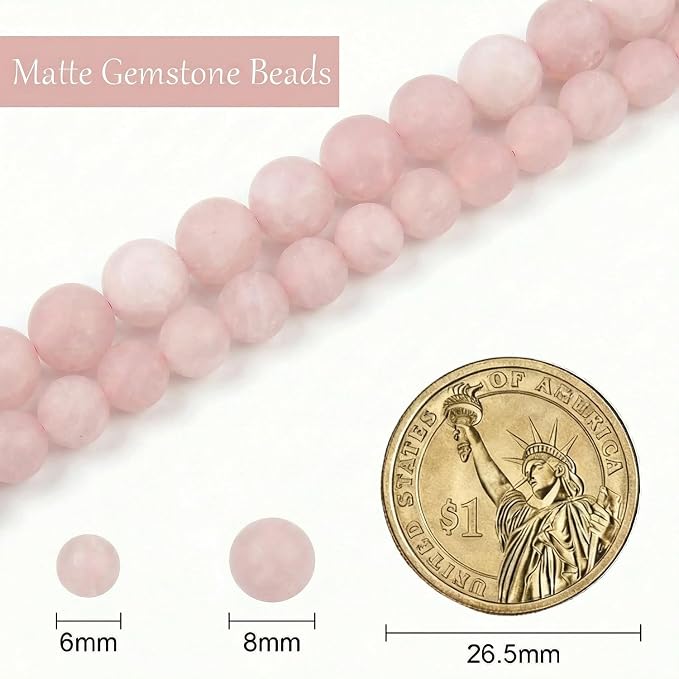 6mm Matte Rose Quartz Bead, 15-Inch Matte Round Loose Stone Beads - Image 3