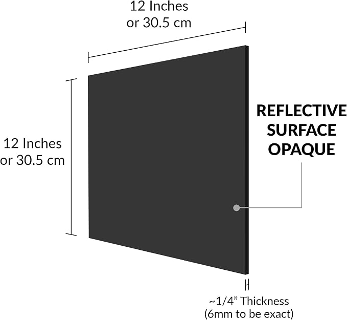 SimbaLux Acrylic Sheet Black Opaque Cast Plexiglass 12”x12” 1/4” Thick 6mm | - Image 2
