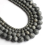 48pcs Natural Matte Black Larvikite Gemstone Beads，8mm Frosted Round Loose by Yochus