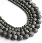 60pcs Natural Matte Black Larvikite Gemstone Beads，6mm Frosted Round Loose by Yochus