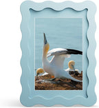 4x6 Picture Frame with Mat for 3.5x5, Wavy Edge Wooden Real Glass Photo Frame by THKRLOF