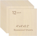 12 Pack Plywood Sheets, Unfinished Wood Boards Blanks by Hosifiy