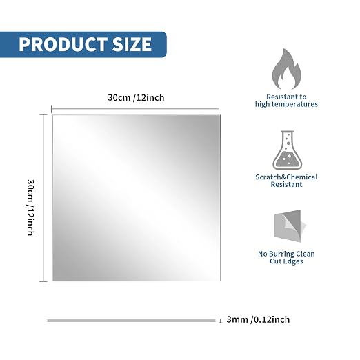 5 Pack 12x12 Inch Sliver Mirrored Acrylic Sheets, 1/8 in | Mirror Acrylic Sheet - Image 2