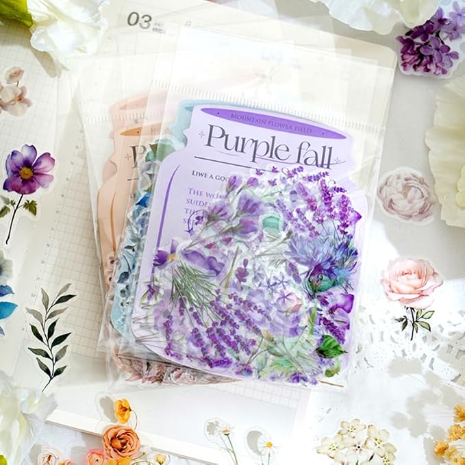 100 Pcs Lavender Purple Flower Stickers - Image 4