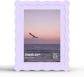 6x8 Picture Frame with Mat for 5x7, Wavy Edge Wooden Real Glass Photo Frame for by THKRLOF