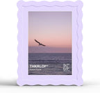 6x8 Picture Frame with Mat for 5x7, Wavy Edge Wooden Real Glass Photo Frame for by THKRLOF