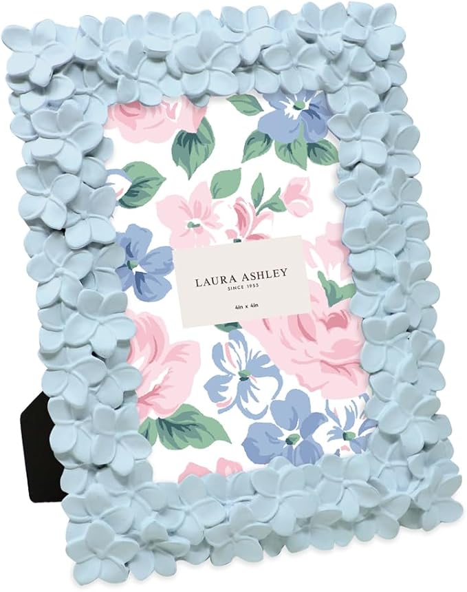 Laura Ashley 4x6 Powder Blue Flower Textured Hand-Crafted Resin Picture Frame by Unknown
