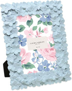 Laura Ashley 4x6 Powder Blue Flower Textured Hand-Crafted Resin Picture Frame by Unknown
