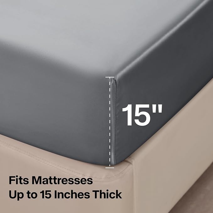 BEDELITE Satin Fitted Sheet and Pillowcases Set, Luxury Soft Similar to Silk - Image 5