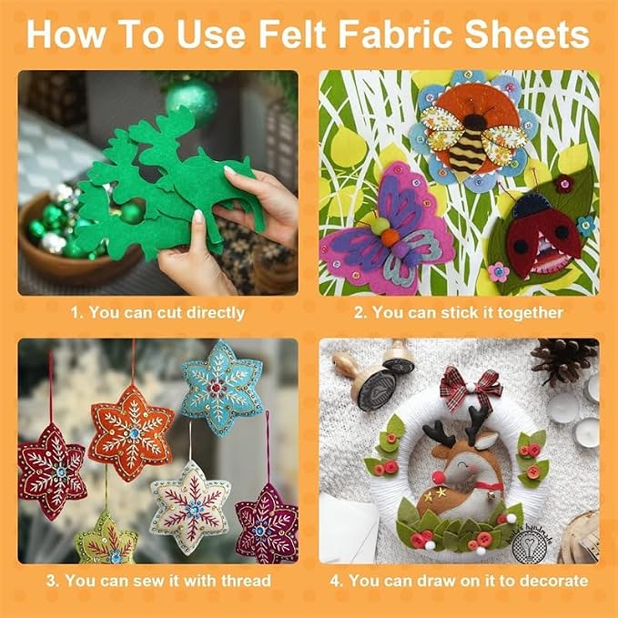 Felt Fabric Sheet 8"x12" DIY Hand Sewn Patches on Fabrics, Various Colored - Image 7