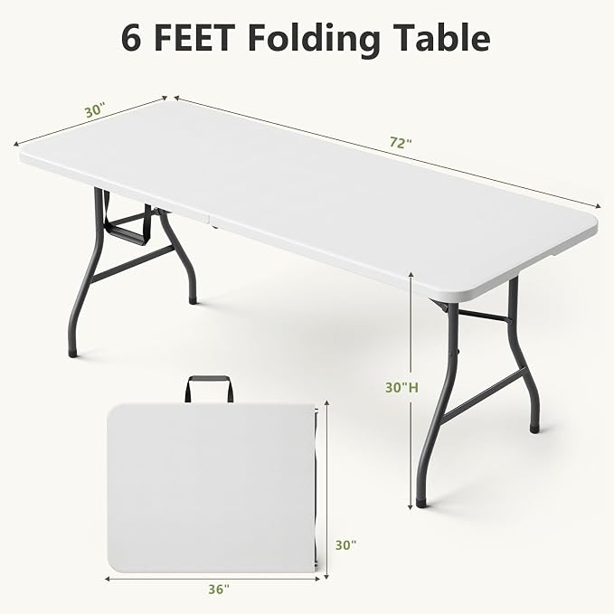 Folding Table, 6 FT Foldable Plastic Table - Image 3