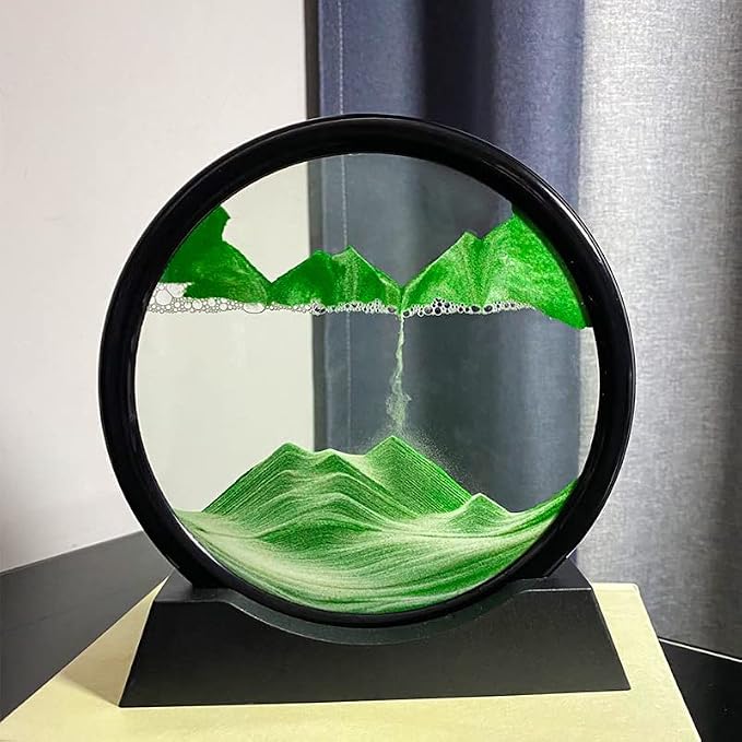Arthink Moving Sand Art Picture in Motion Round Glass 3D Deep Sea Landscape - Image 2
