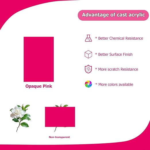 2 Pack 8'' x 12'' Opaque Pink Acrylic Sheet, 3mm Thick Acrylic Plexiglass Boards - Image 5