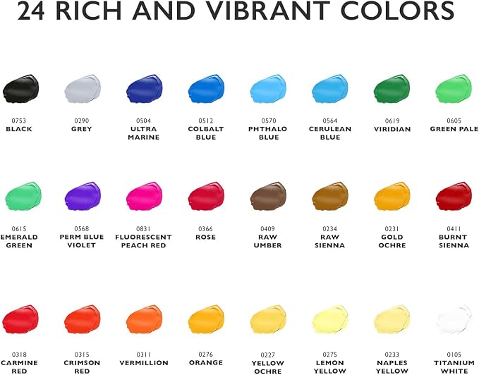 Acrylic Paint Set Canvas Art Paints 24 Colors Perfect Paint Finish - Image 4