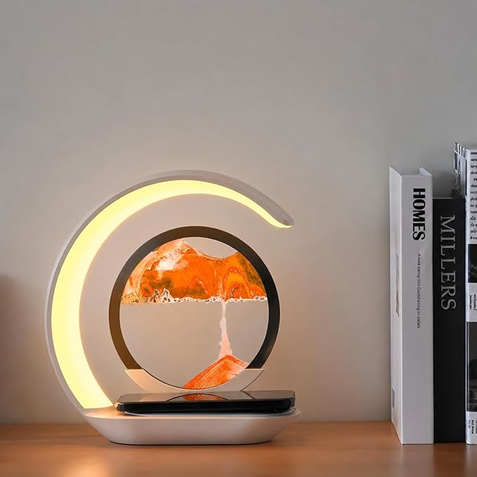 Moving Sand Art Lamp, Crescent LED Table Lamp - Image 6