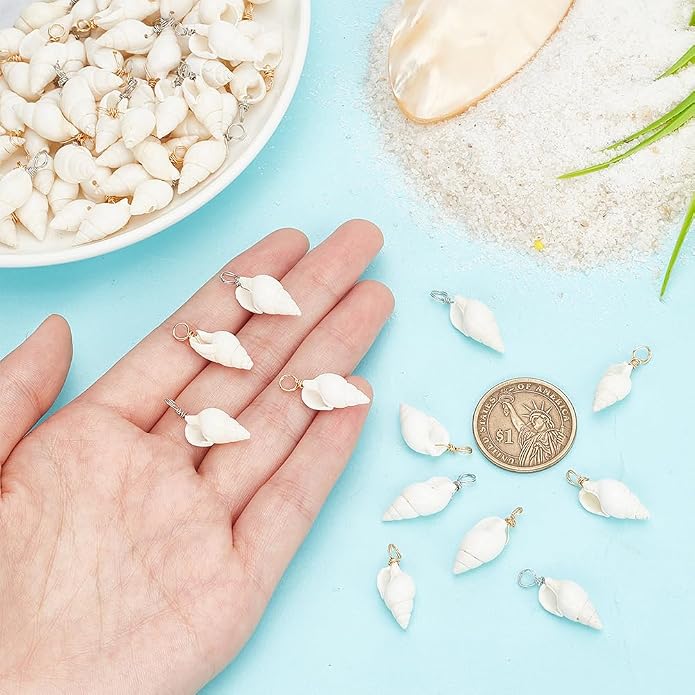 PH PandaHall Shell Pendants Spiral Seashells Craft Charms Cowrie Sea Shells - Image 3