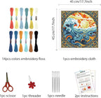 FREEBLOSS 11CT Stamped Cross Stitch Kits Sunrise&Waves Cross Stitch Wall - Image 2