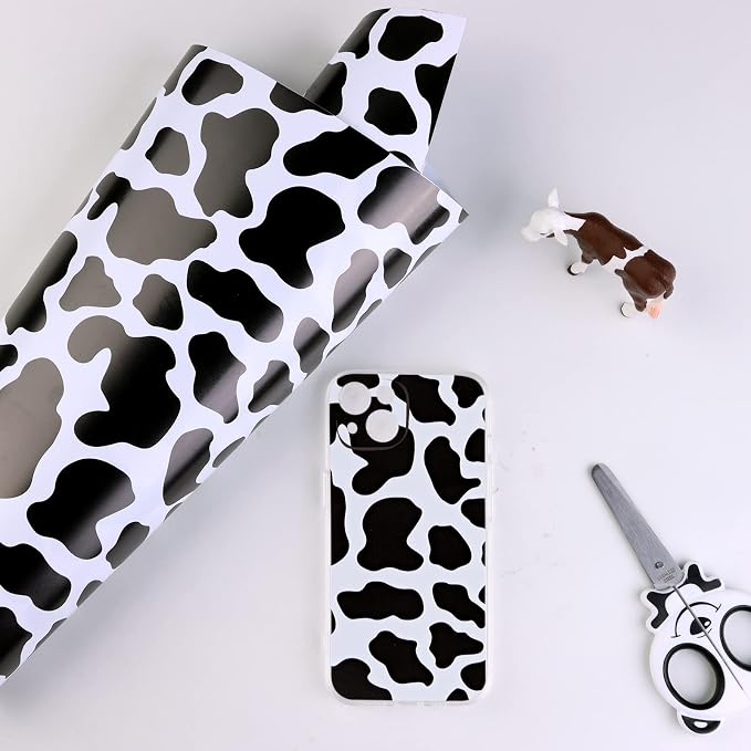 Tintnut Cowhide Permanent Vinyl Black White Adhesive Vinyl Roll 12in x 5ft | - Image 6