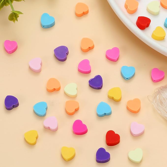 100pcs Mixed Heart Polymer Clay Spacer Beads - Image 6