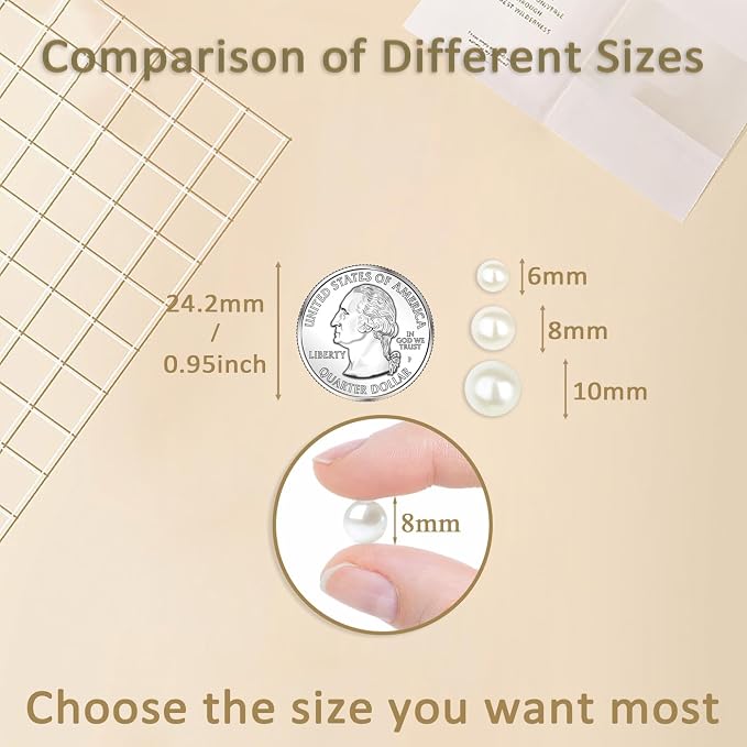 DUQGUHO 8mm Pearls for Crafting Pearl Beads for Jewelry Making Plastic Beads - Image 3