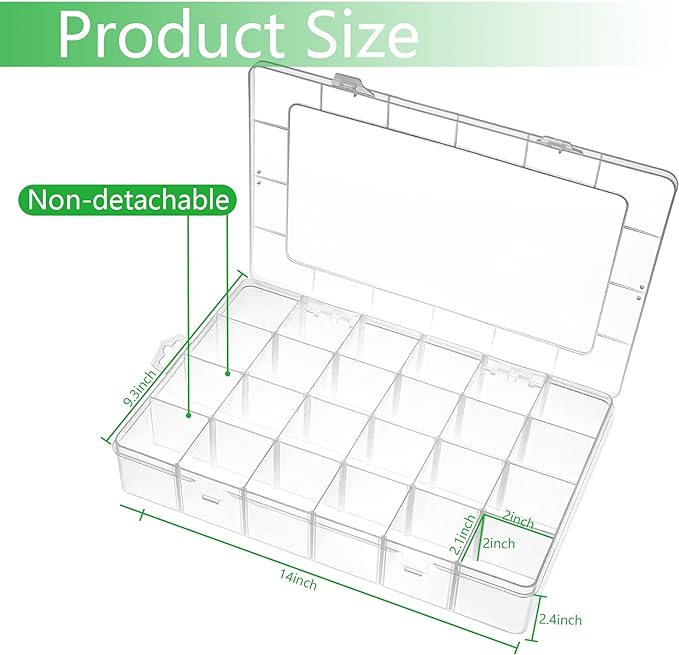 Gbivbe Large 24 Grids Plastic Organizer Box Adjustable Dividers, Art DIY Crafts - Image 3