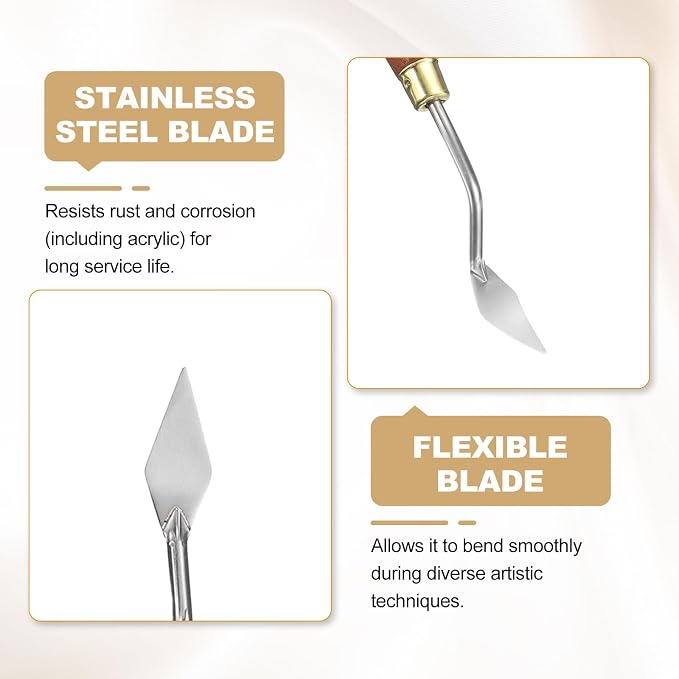 HARFINGTON Palette Knife Painting Tool 1.3" x 0.39" Stainless Steel Teardrop - Image 4
