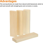 MECCANIXITY 4Pcs Basswood Carving Block, 0.8"x2"x8" Square Wooden Dowels Blocks - Image 3