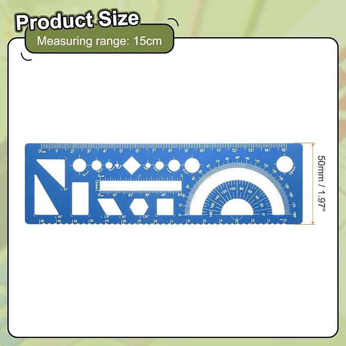 HARFINGTON Multifunctional Geometric Rulers 15cm Metric and SAE Aluminum - Image 2