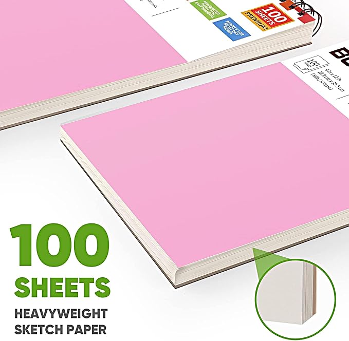 Sketchbook for Girls 9x12, 2 Pack Cute Pink Sketch Book for Teen Girls | 200 - Image 5