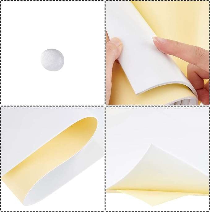 BENECREAT 78.7x12 inch White Self-Adhesive EVA Foam Roll, 3mm Thick | Sticky - Image 5
