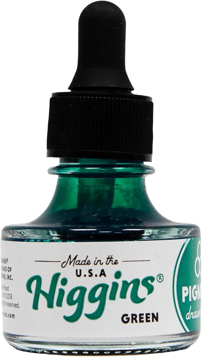 Higgins Green Pigmented Drawing Ink by Higgins
