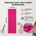 Pink Felt Fabric Sheet 8" X 36", 1.6mm Thick 8 Pack 4 Colors Assorted | Soft - Image 2
