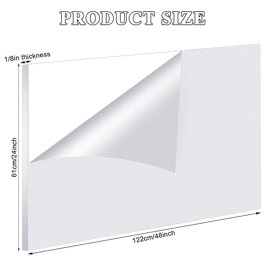 Roowest 4 Pcs 24 x 48 Inch, 1/8 Inch Thick Clear Acrylic Sheets Plastic - Image 2
