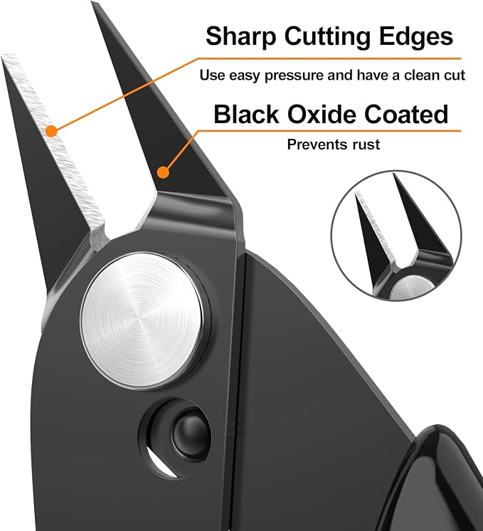 Small Wire Cutters 5-Pack Diagonal Flush Cutters 5" Black | - Image 2