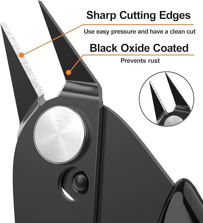 Small Wire Cutters 5-Pack Diagonal Flush Cutters 5" Black | - Image 2